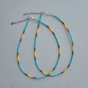 Turquoise beaded western handmade choker necklace